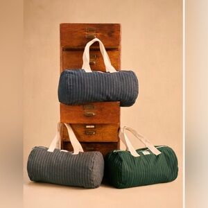🇫🇷 NWOT Octobre Editions blue Striped Cotton  bowling bag